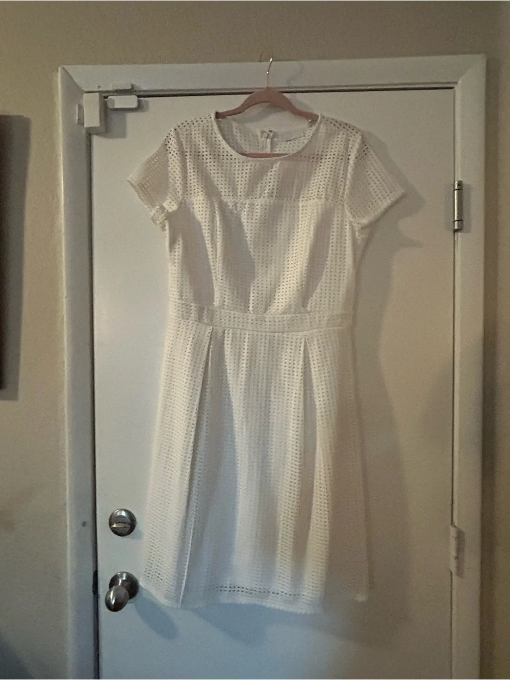 New York & Company White Eyelet Midi Dress